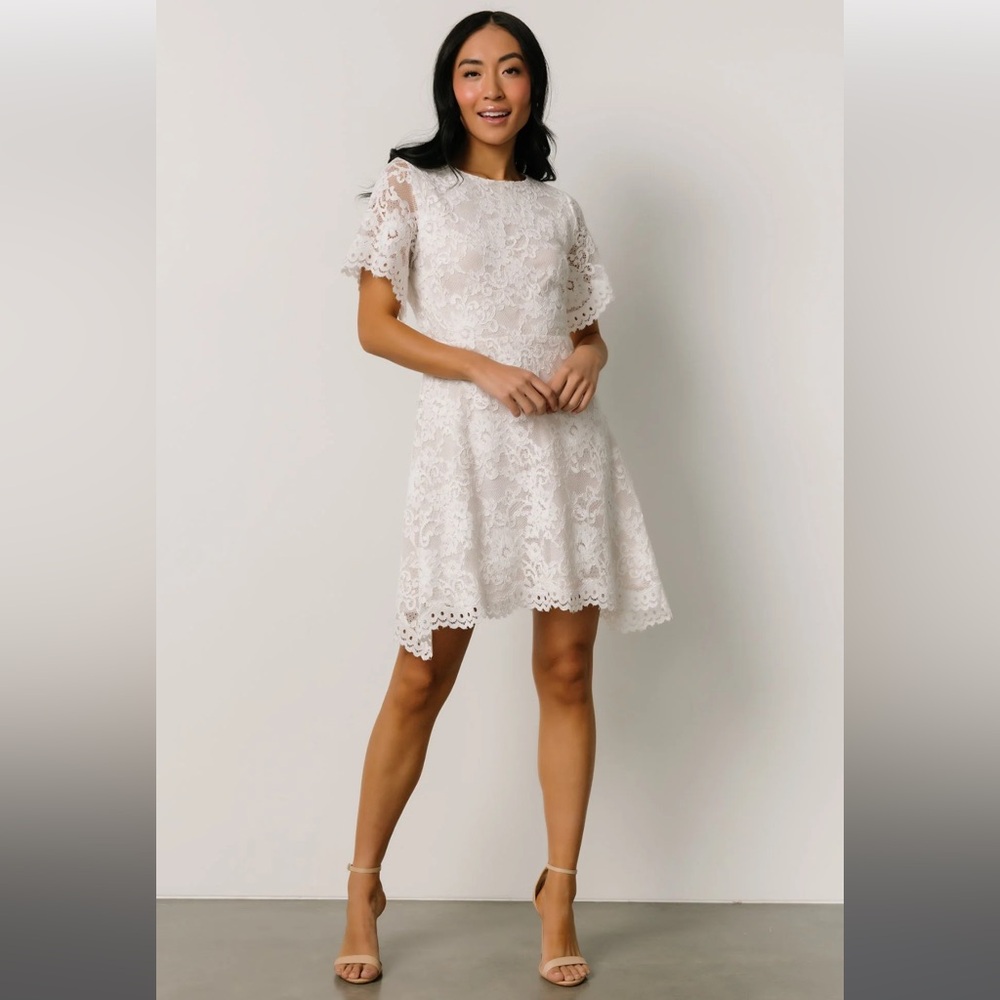 Baltic Born Aasha Lace Short Dress in Off White Size XL